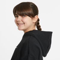 Nike Club Sportswear Crop Hoodie Meisjes Zwart Wit
