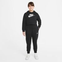 Nike Club Sportswear Crop Hoodie Meisjes Zwart Wit