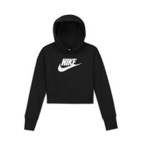 Nike Club Sportswear Crop Hoodie Meisjes Zwart Wit