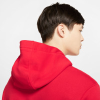 Nike Club Sportswear Fleece Hoodie Red White