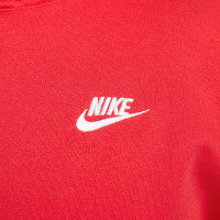 Nike Club Sportswear Fleece Hoodie Rood Wit