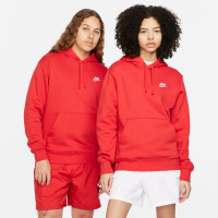 Nike Club Sportswear Fleece Hoodie Rood Wit