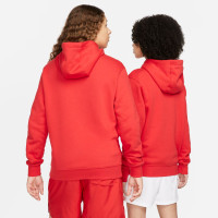 Nike Club Sportswear Fleece Hoodie Red White
