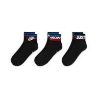 Nike Sportswear Everyday Essential Korte Sportsokken 3-Pack Zwart Blauw Rood
