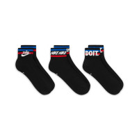 Nike Sportswear Everyday Essential Korte Sportsokken 3-Pack Zwart Blauw Rood