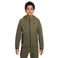 Nike Tech Fleece Tracksuit Sportswear Kids Olive Green Black