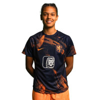 Nike Nederland Pre-Match Trainingsshirt 2023-2025 Dames Donkerblauw Oranje