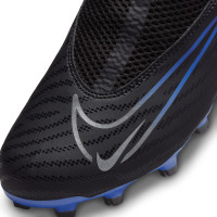 Nike Phantom GX Academy Dynamic Fit Gras / Kunstgras Voetbalschoenen (MG) Kids Zwart Blauw