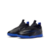 Nike Zoom Mercurial Vapor 15 Academy Laceless Turf Football Shoes (TF) Kids Black Blue
