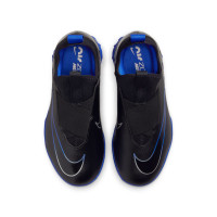 Nike Zoom Mercurial Vapor 15 Academy Laceless Turf Football Shoes (TF) Kids Black Blue