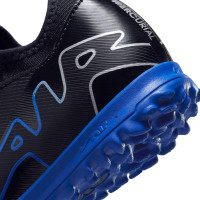 Nike Zoom Mercurial Vapor 15 Academy Laceless Turf Football Shoes (TF) Kids Black Blue