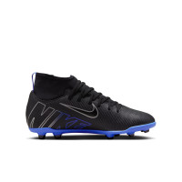 Nike Mercurial Superfly 9 Club Grass/Artificial Grass Football Shoes (MG) Kids Black Blue White