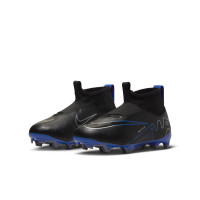 Nike Zoom Mercurial Superfly 9 Academy Laceless Grass/Artificial Grass Football Shoes (MG) Kids Black Blue White