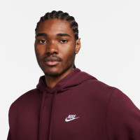 Nike Sportswear Club Fleece Tracksuit Hooded Dark Red White