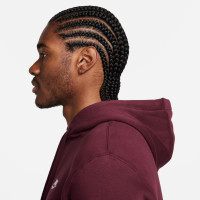 Nike Sportswear Club Hoodie Fleece Burgundy White