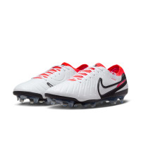 Nike Tiempo Legend Elite 10 Gras Football Shoes (FG) White Black Bright Red