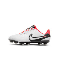 Nike Tiempo Legend Academy 10 Grass/Artificial Grass Football Shoes (MG) Kids White Black Bright Red