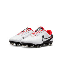 Nike Tiempo Legend Academy 10 Grass/Artificial Grass Football Shoes (MG) Kids White Black Bright Red