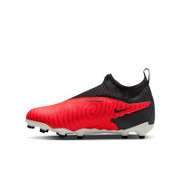 Nike Phantom GX DF Academy Gras / Kunstgras Voetbalschoenen (MG) Kids Zwart Felrood Wit