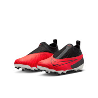 Nike Phantom GX DF Academy Gras / Kunstgras Voetbalschoenen (MG) Kids Zwart Felrood Wit