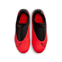 Nike Phantom GX DF Academy Gras / Kunstgras Voetbalschoenen (MG) Kids Zwart Felrood Wit
