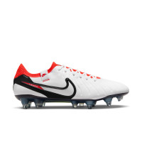 Nike Tiempo Legend Elite 10 IJzeren-Nop Voetbalschoenen (SG) Anti-Clog Wit Zwart Felrood