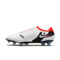 Nike Tiempo Legend Elite 10 IJzeren-Nop Voetbalschoenen (SG) Anti-Clog Wit Zwart Felrood