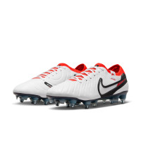 Nike Tiempo Legend Elite 10 IJzeren-Nop Voetbalschoenen (SG) Anti-Clog Wit Zwart Felrood