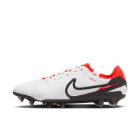 Nike Tiempo Legend Pro 10 Gras Football Shoes (FG) White Black Bright Red