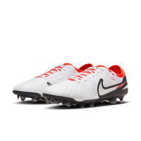 Nike Tiempo Legend Pro 10 Gras Football Shoes (FG) White Black Bright Red