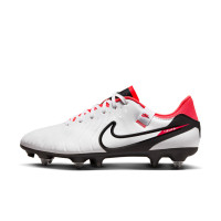 Nike Tiempo Legend Academy 10 Iron-Nop Football Shoes (SG) Anti-Clog White Black Bright Red