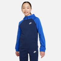 Nike Sportswear Poly Trainingspak Full-Zip Hooded Kids Donkerblauw Blauw Wit