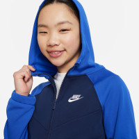 Nike Sportswear Poly Trainingspak Full-Zip Hooded Kids Donkerblauw Blauw Wit