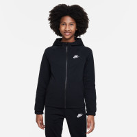 Nike Sportswear Poly Full-Zip Hooded Kids Tracksuit Black White