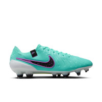 Nike Tiempo Legend Elite 10 IJzeren-Nop Voetbalschoenen (SG) Anti-Clog Turquoise Zwart Paars Wit