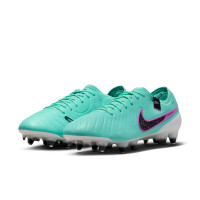 Nike Tiempo Legend Elite 10 IJzeren-Nop Voetbalschoenen (SG) Anti-Clog Turquoise Zwart Paars Wit