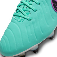 Nike Tiempo Legend Elite 10 IJzeren-Nop Voetbalschoenen (SG) Anti-Clog Turquoise Zwart Paars Wit