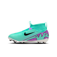 Nike Zoom Mercurial Superfly 9 Academy Veterloze Gras / Kunstgras Voetbalschoenen (MG) Kids Turquoise Paars Zwart Wit