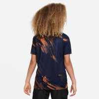 Nike Nederland Pre-Match Trainingsshirt 2023-2024 Kids Donkerblauw Oranje