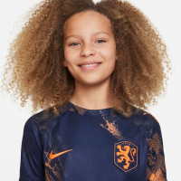 Nike Nederland Pre-Match Trainingsshirt 2023-2024 Kids Donkerblauw Oranje