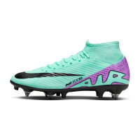 Nike Zoom Mercurial Superfly Academy 9 Iron Nop Football Shoes (SG) Anti-Clog Turquoise Purple Black White