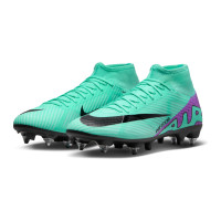 Nike Zoom Mercurial Superfly Academy 9 Iron Nop Football Shoes (SG) Anti-Clog Turquoise Purple Black White