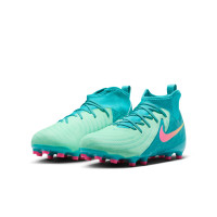 Nike Phantom Luna II Vortex Academy Gras / Kunstgras Voetbalschoenen (MG) Kids Lichtblauw Lichtgroen