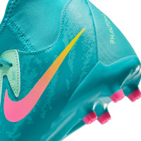 Nike Phantom Luna II Vortex Academy Gras / Kunstgras Voetbalschoenen (MG) Kids Lichtblauw Lichtgroen