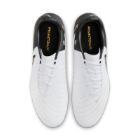 Nike Phantom Academy GX II IJzeren-Nop Voetbalschoenen (SG) Zwart Gebroken Wit Goud