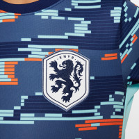 Nike Nederlands Elftal Pre-Match Trainingsshirt 2024-2026 Kids Blauw Wit