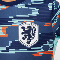 Nike Nederlands Elftal Pre-Match Trainingstenue 2024-2026 Kids Blauw Wit