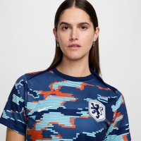 Nike Nederlands Elftal Pre-Match Trainingstenue 2024-2026 Dames Blauw Oranje Wit