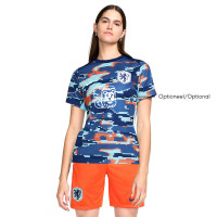 Nike Nederlands Elftal Pre-Match Trainingstenue 2024-2026 Dames Blauw Oranje Wit