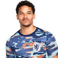 Nike Nederlands Elftal Pre-Match Trainingsshirt 2024-2026 Blauw Wit